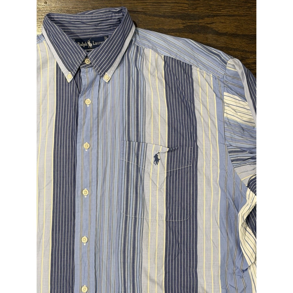 Vtg Polo Ralph Lauren Shirt Mens XL Button Up Blake Blue Striped Long Sleeve
